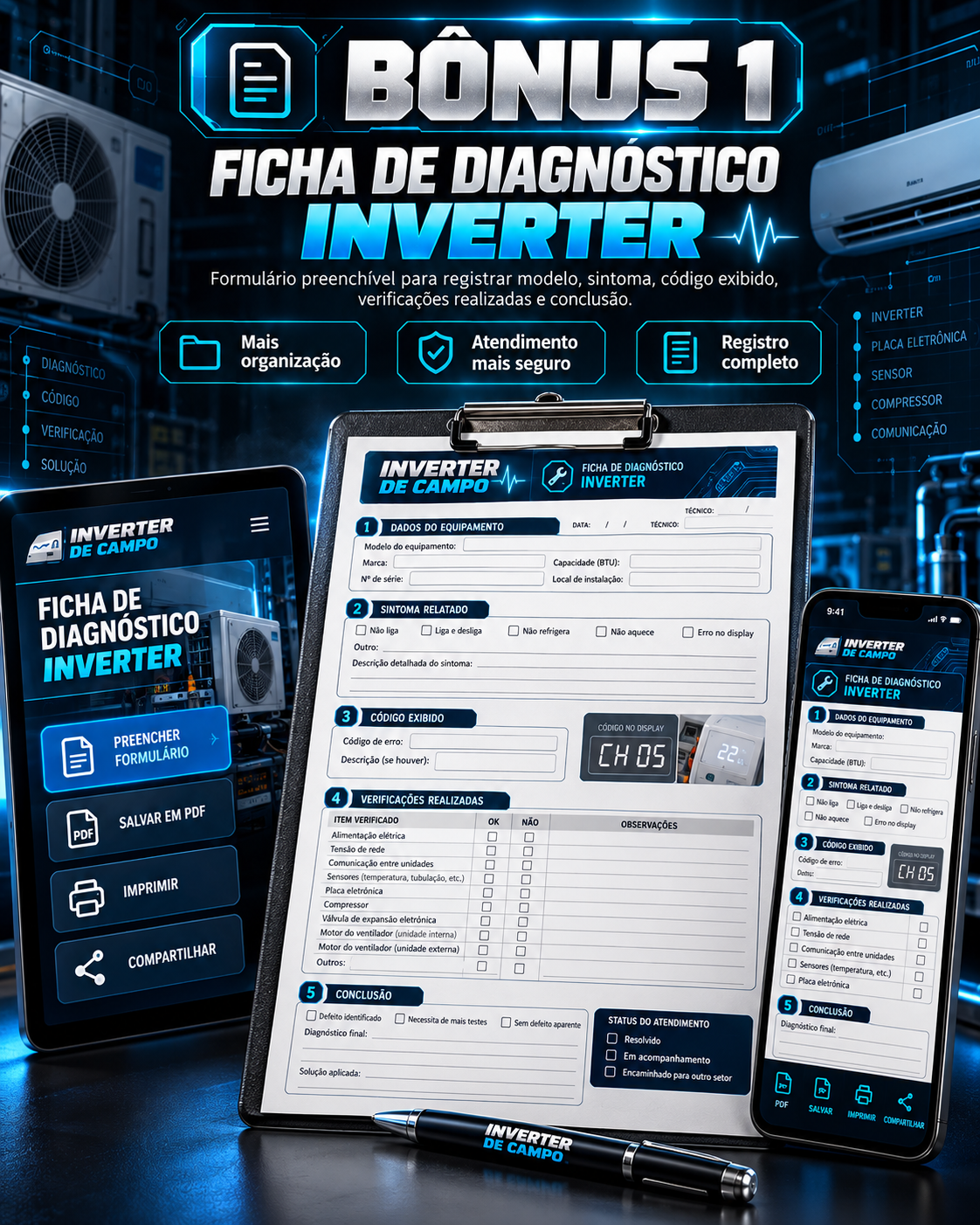 Bônus #1 — Ficha de Diagnóstico Inverter