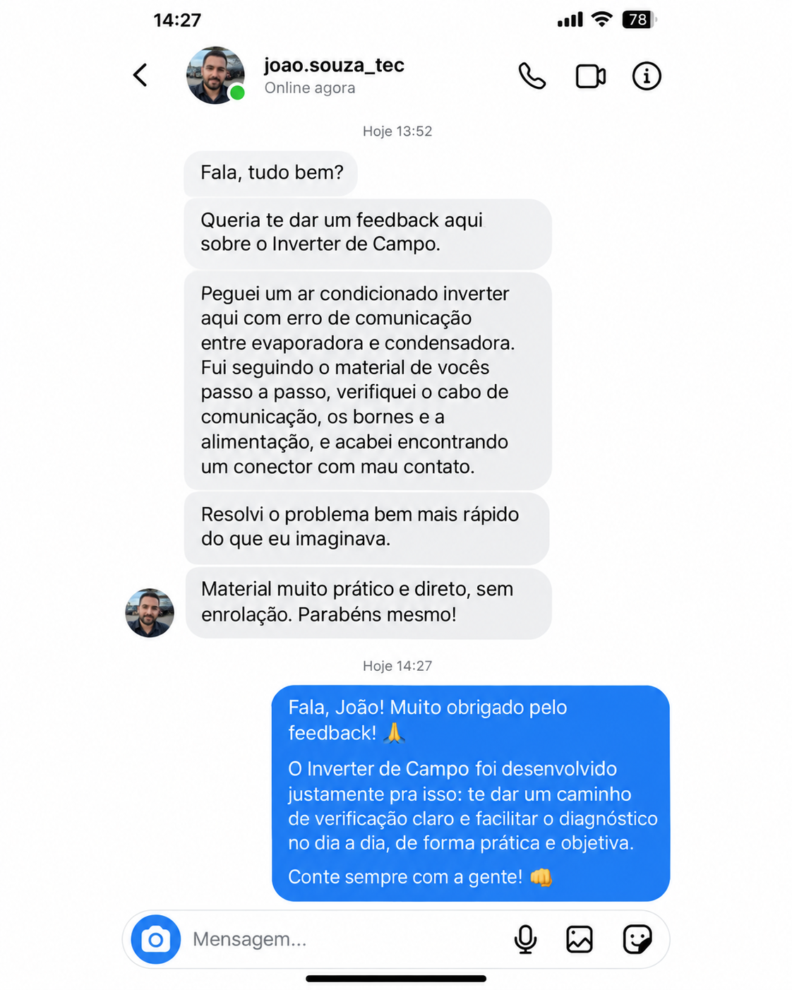 Depoimento de cliente